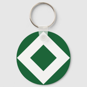 Porte-clés Diamant Vert, Bordure Blanche Gras