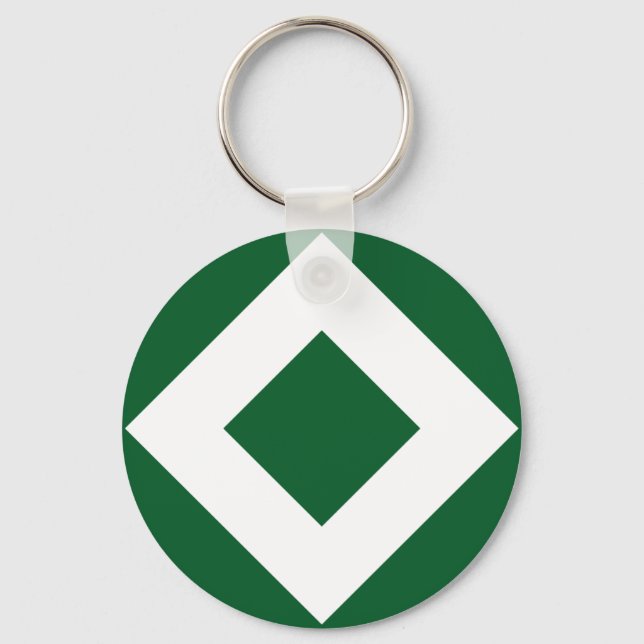 Porte-clés Diamant Vert, Bordure Blanche Gras (Recto)