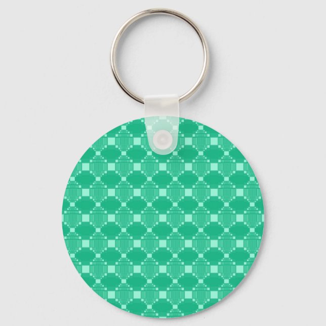 Porte-clés Diamant Vert Moderne Et Motif Carré (Recto)