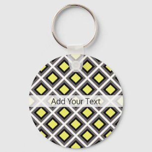 Porte-clés Diamants d'ikat gris foncé, noir, jaune par STaylo