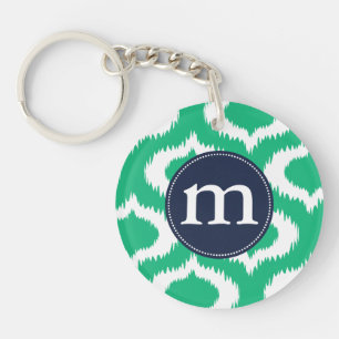 Porte-clés Diamants modernes d'Ikat de vert vert
