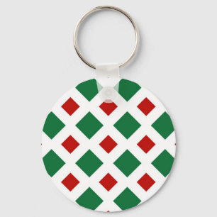 Porte-clés Diamants verts et rouges sur blanc