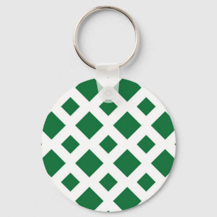 Porte-clés Diamants verts sur blanc