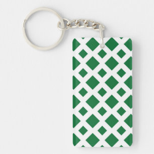 Porte-clés Diamants verts sur blanc