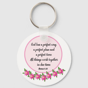 Porte-clés Dieu a une manière parfaite Roman 8:28 Key Ring
