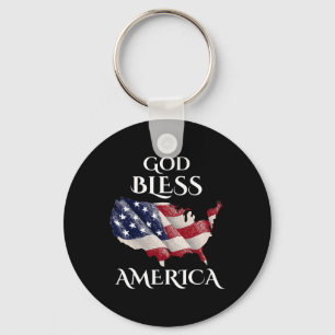 Porte-clés Dieu Béni Fête de l'Indépendance Américaine Usa Ve