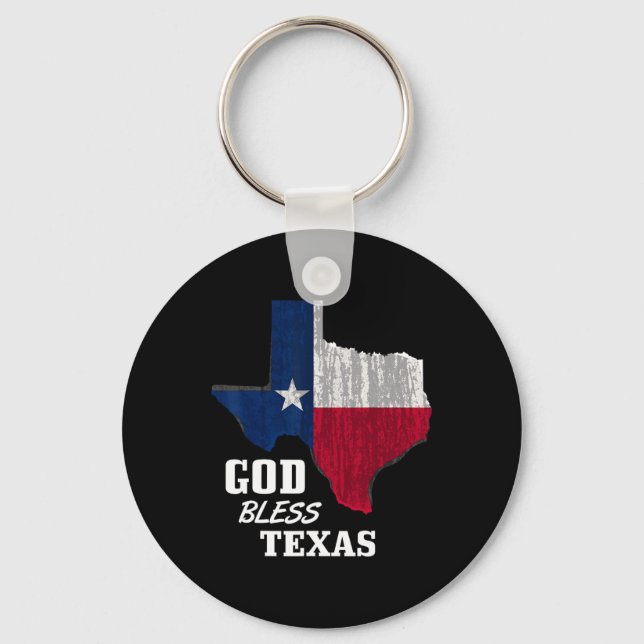 Porte-clés Dieu Béni Texas Drapeau Texas Fête de l'Indépendan (Recto)