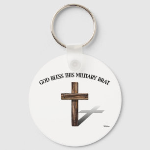 Porte-clés DIEU BÉNISSE CE GAMIN DE MILITAIRE avec une croix 
