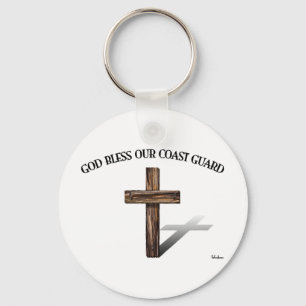 Porte-clés DIEU BÉNISSE LA GARDE CÔTIÈRE avec une croix robus