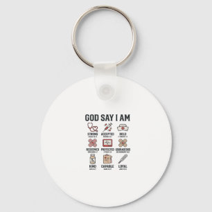 Porte-clés Dieu dit que je suis infirmière foi design vintage