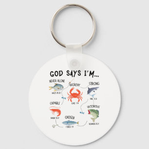 Porte-clés Dieu dit que je suis pêcheur chrétien Fisher verse