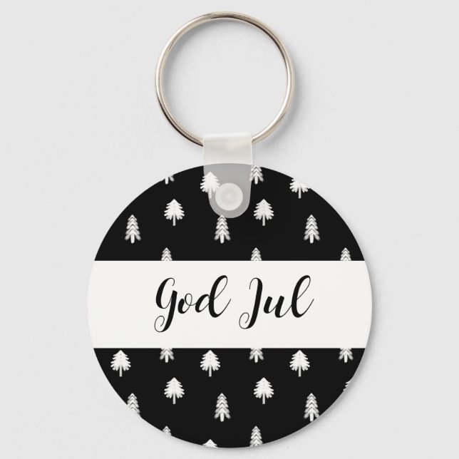 Porte-clés Dieu Jul Noël Cadeau noir scandinave motif (Recto)