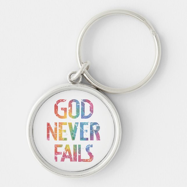 Porte-clés Dieu ne manque jamais – Typographie chrétienne arc (Devant)