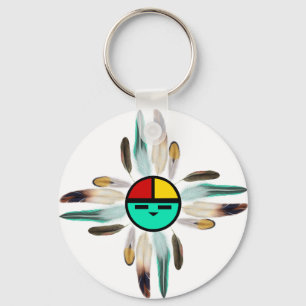 Porte-clés Dieu Soleil Zia avec plumes