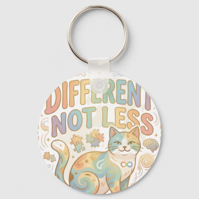 Porte-clés Different Not Less Neurodiversity Cat Autism Accep (Recto)