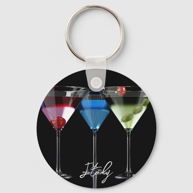 Porte-clés Différents cocktails dans des lunettes à martini n (Recto)