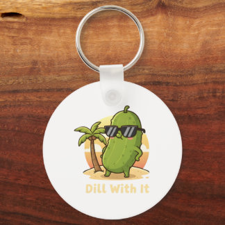 Porte-clés Dill With It Drôle de Design de Mème de Cornichon 