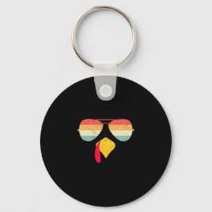 Porte-clés Dinde cool visage avec lunettes de soleil Funny Th