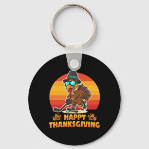 Porte-clés Dinde de Thanksgiving drôle et heureuse jouant au 