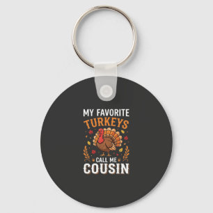 Porte-clés Dinde de Thanksgiving Famille Cousine