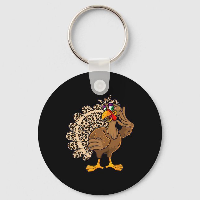 Porte-clés Dinde de Thanksgiving Femmes Fille Imprimé Léopard (Recto)