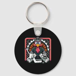 Porte-clés Dinde de Thanksgiving Gardien de but de hockey sur