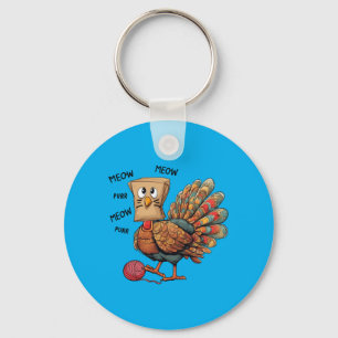 Porte-clés Dinde de Thanksgiving Meow Un Chat Drôle de Thanks