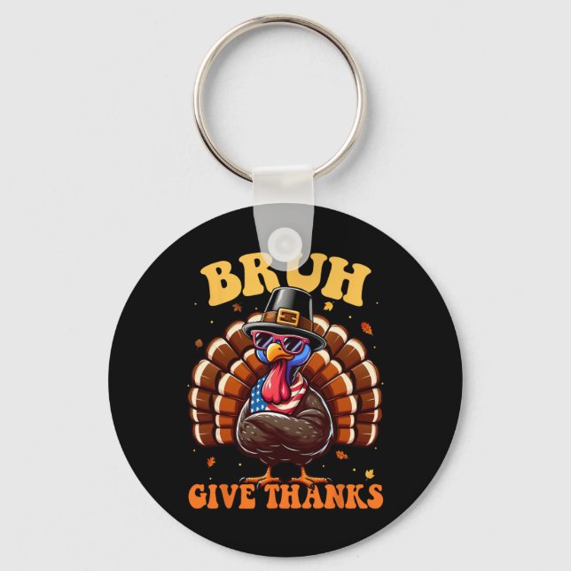 Porte-clés Dinde drôle Bruh Meme disant T-shirts de Thanksgiv (Recto)