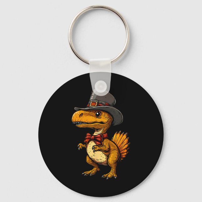 Porte-clés Dinde drôle de dinosaure de Thanksgiving de dinde  (Recto)