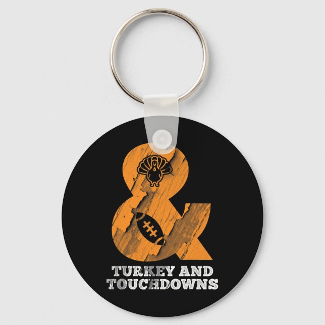Porte-clés Dinde drôle de Thanksgiving et touchés de foot  (Recto)