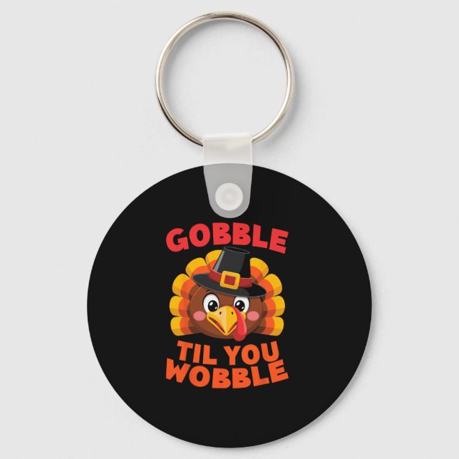 Porte-clés Dinde Gilgrim de la fête de Thanksgiving jusqu'à c (Recto)