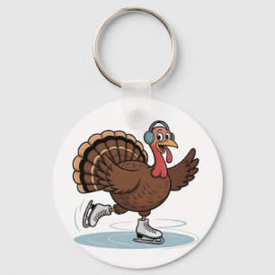 Porte-clés Dindon de patinage de Thanksgiving