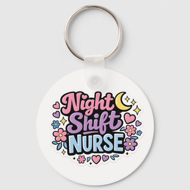 Porte-clés d'infirmière de nuit | Cadeau d'infirmi (Recto)