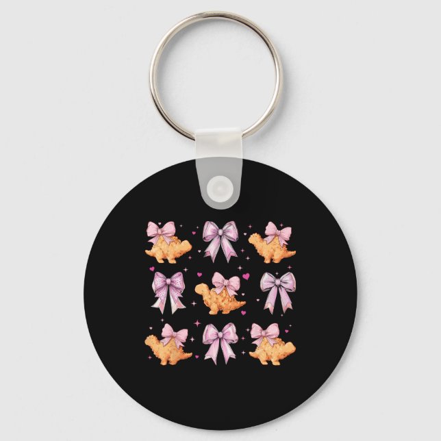 Porte-clés Dino Chicken Nugget Dinosaure Nug Fille Rose Coque (Recto)