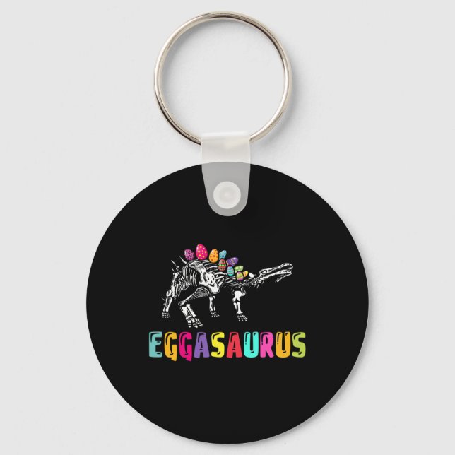 Porte-clés Dino de Pâques - Eggasaurus Stégosaure Œuf Dinosau (Recto)