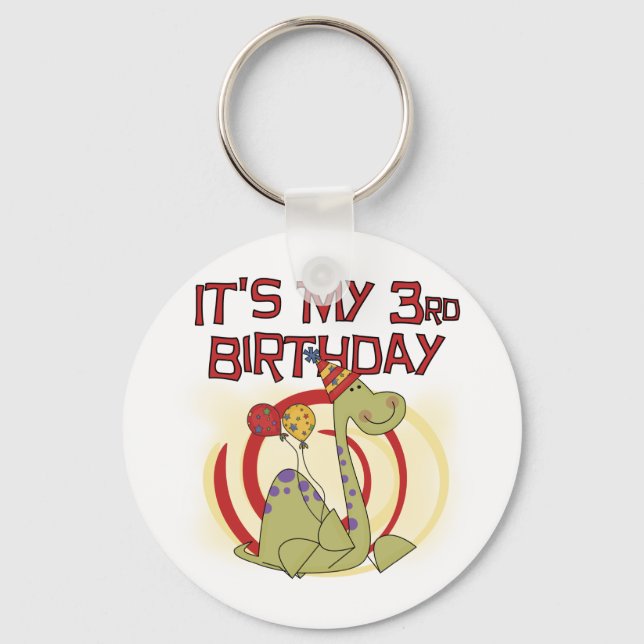Porte-clés Dinosaur 3ème Anniversaire Tshirts et cadeaux (Recto)