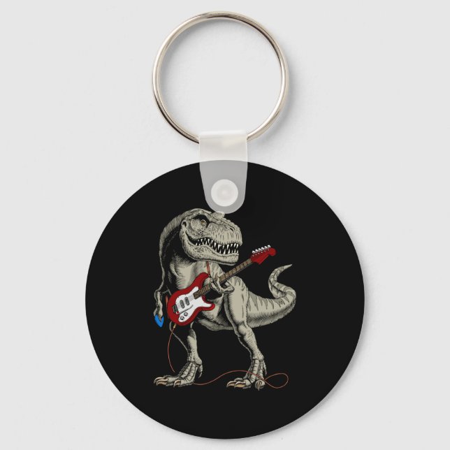 Porte-clés Dinosaur Acoustic Electric B Guitar Player  (Recto)