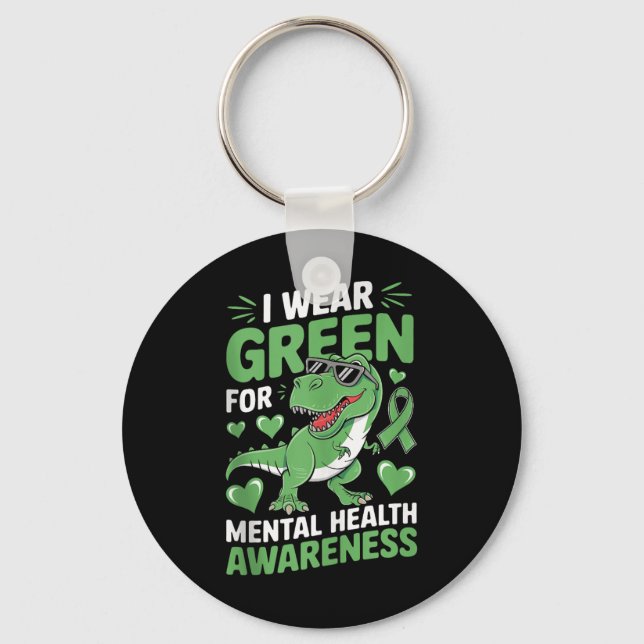 Porte-clés Dinosaur Je Porte Le Vert Pour La Sensibilisation  (Recto)