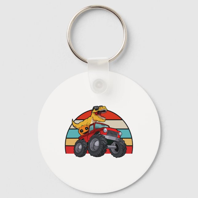 Porte-clés Dinosaur Riding Monster Truck Lazy Halloween Costu (Recto)