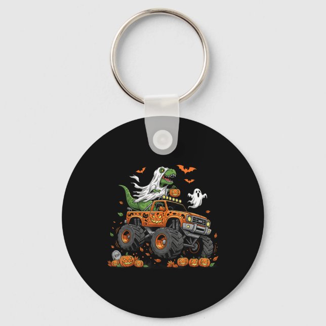 Porte-clés Dinosaur T-rex équitation Monster Camion Halloween (Recto)