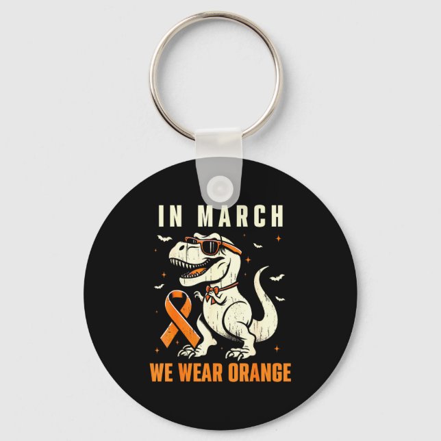 Porte-clés Dinosaur We Wear Orange Ribbon Multiple Sclerosis  (Recto)