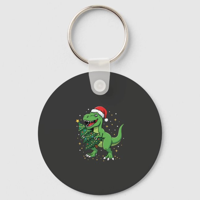 Porte-clés Dinosaure de Noël Santa T Rex (Recto)