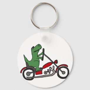 Porte-clés Dinosaure drôle de T-rex sur la moto rouge