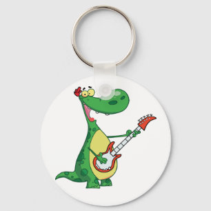 Porte-clés dinosaure jouant de la guitare