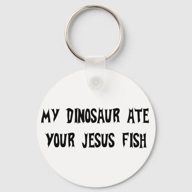 Porte-clés Dinosaure Mange Jésus Poisson (Recto)