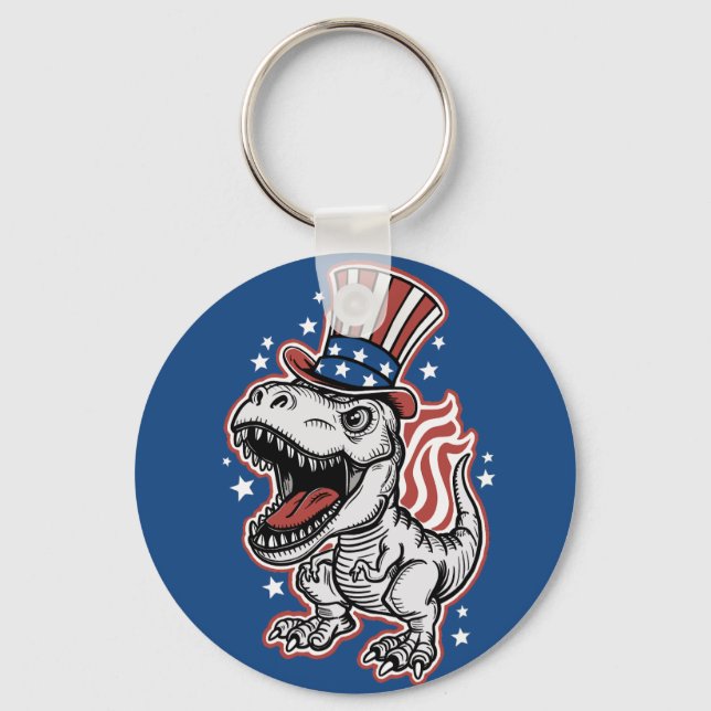 Porte-clés Dinosaure Patriotique Américain (Recto)