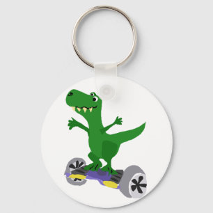 Porte-clés Dinosaure vert amusant en T-Rex sur skateboard mot