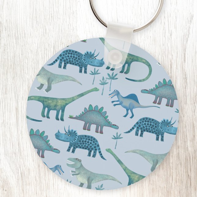 Porte-clés Dinosaures bleu (Fun dinosaur keychain keyring)