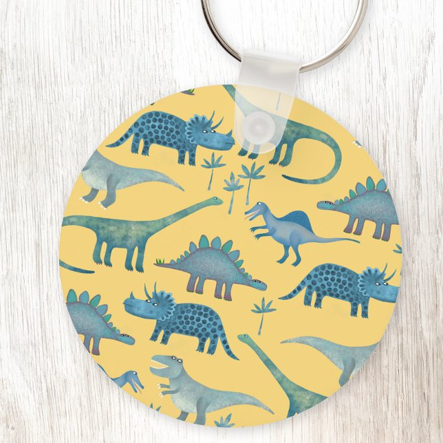 Porte-clés Dinosaures jaune (Fun yellow dinosaur keyring)