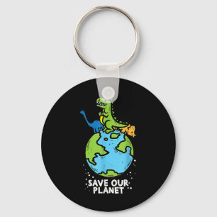 Porte-clés Dinosaures Sauvez Notre Planète Jour des terres mi